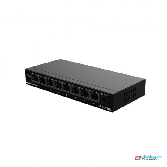 Ruijie RG-ES208GC, 8-Port Gigabit Smart Cloud Managed Non-PoE Switch (3Y)